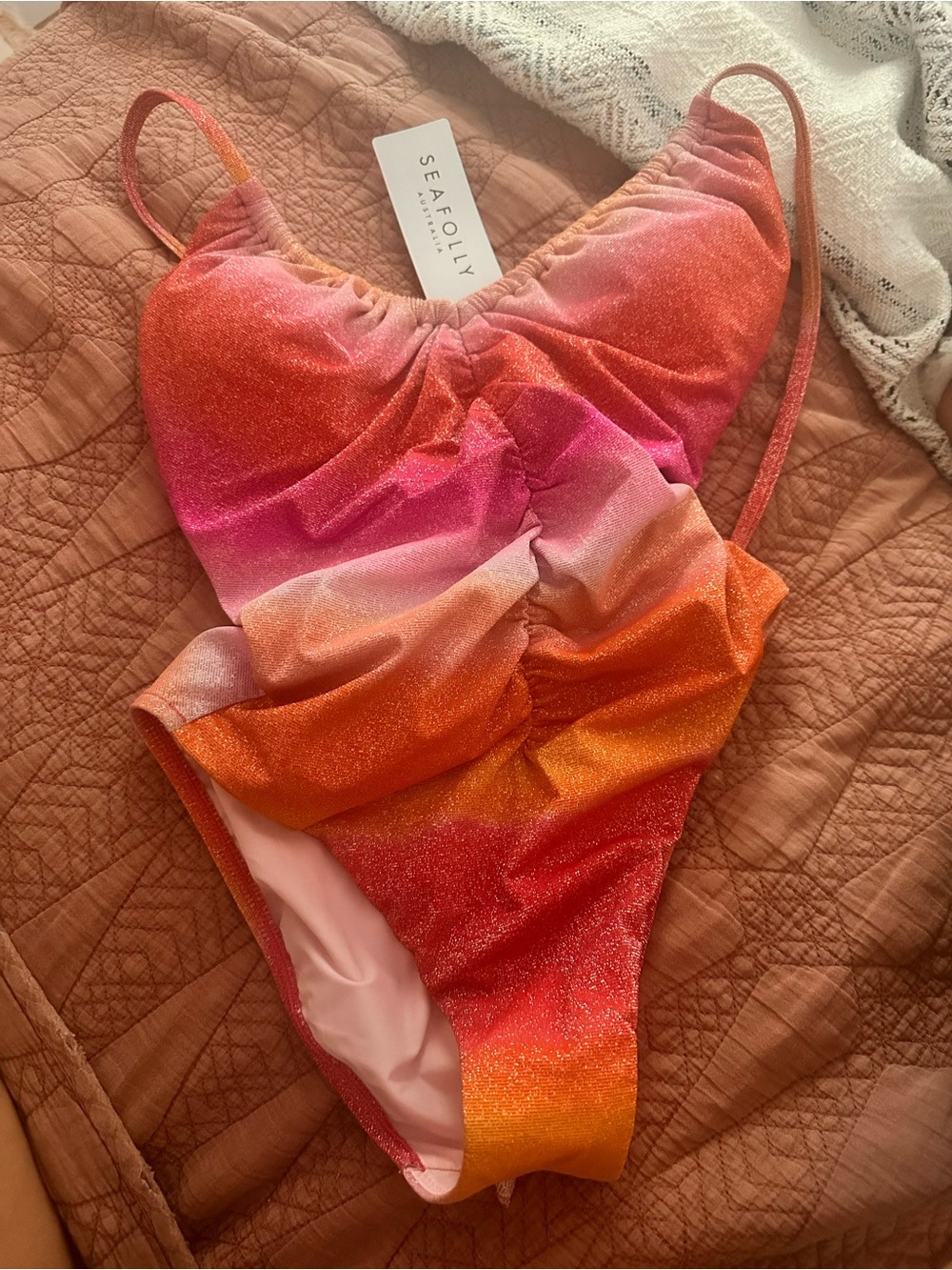 SEAFOLLY NWT Halter One-Piece Swimsuit in Sunset Ombre - Picture 6 of 7